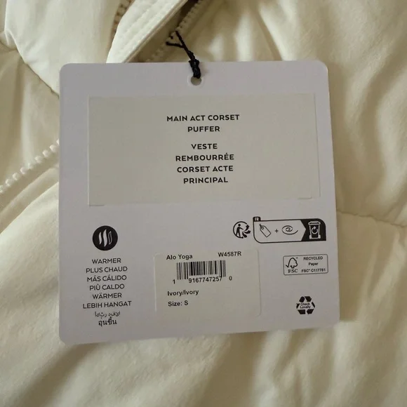 Alo Yoga Main Act Corset Puffer (S) NWT